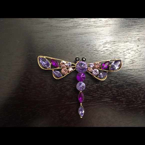 Multi Color Austrian Crystals Fairy Dragonfly Brooch Pin Pendant - Reduced - Picture 3 of 13